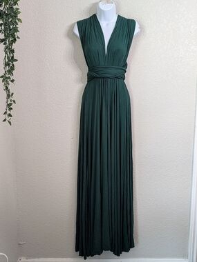 Lulus Tricks Of The Trade Forest Green Convertible Maxi Dress Sz L Formal Party